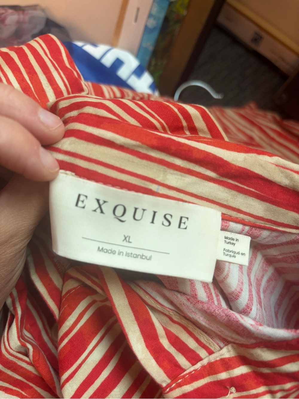 Exquise Red and Cream Striped Women’s Dress - XL